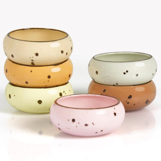 Small Hand Craft Dessert Bowls - 13.5oz Set of 6 - Microwave, Oven, Dishwasher Safe, Ice Cream, Soup, Snacks, Rice, Cereal, Chili, Side Dishes Dips, Ideal Gift - Blossom Assorted Color