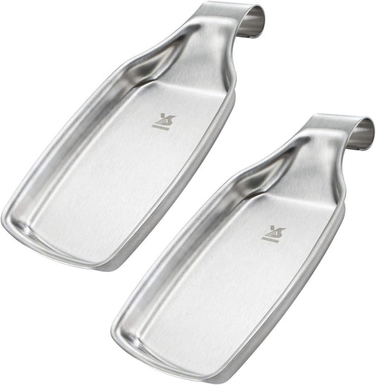 MSY BIGSUNNY Spoon Rest for Stove Top, 304 Stainless Steel Cooking Utensils Spatula Rest for Kitchen Counter, 2 Pack