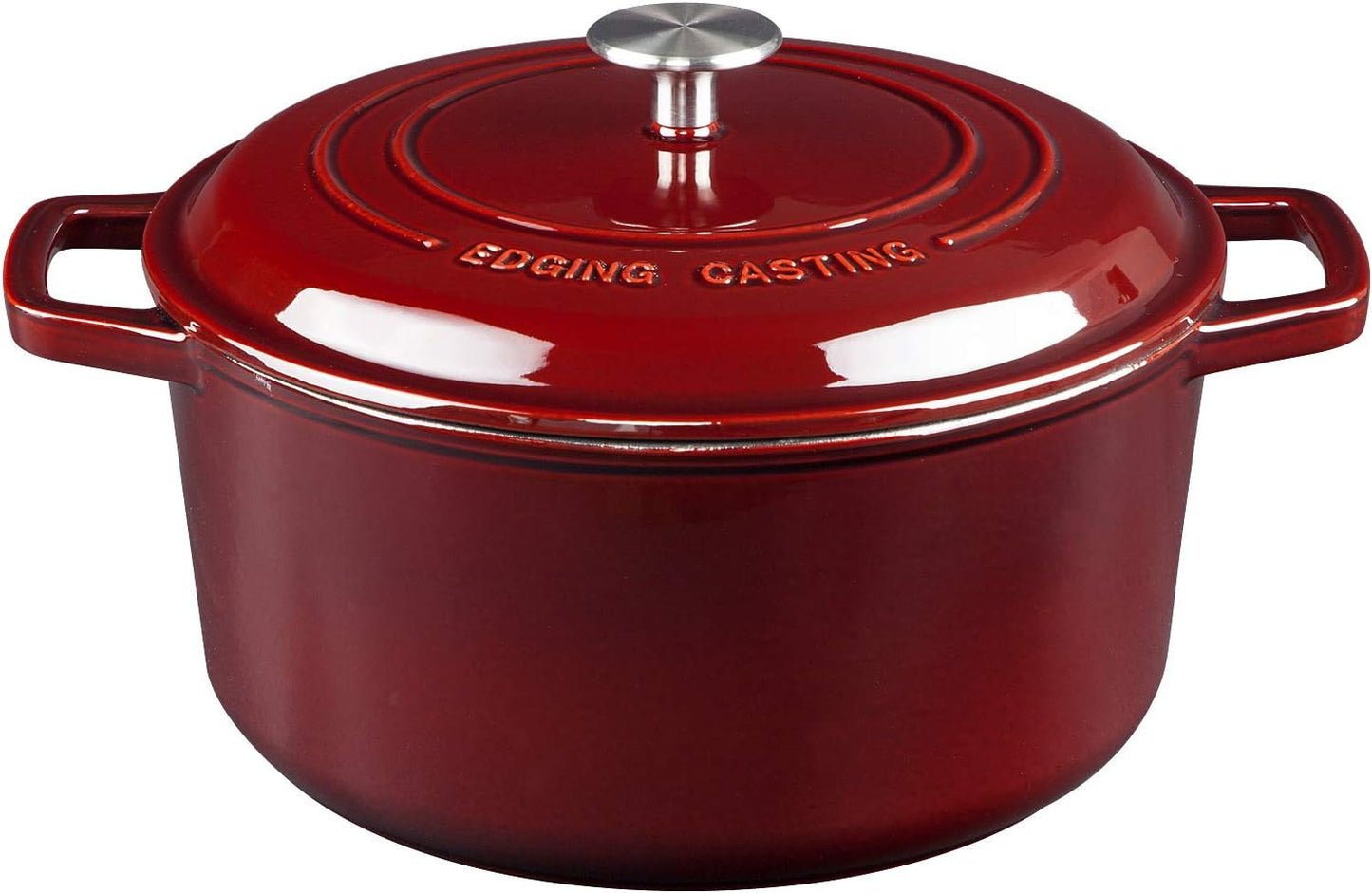 Enameled Cast Iron Dutch Oven Pot With Lid, Dutch Oven for Sourdough Bread Baking Round Pot Dule Handle, 6 Quart, Wine Red