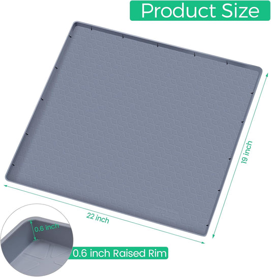 TRZZ Silicone Waterproof Under Sink Mat 22" x 19", Drip Tray and Cabinet Liner for Kitchen and Bathroom, Prevents Water Damage and Organizes Cabinets (Grey)