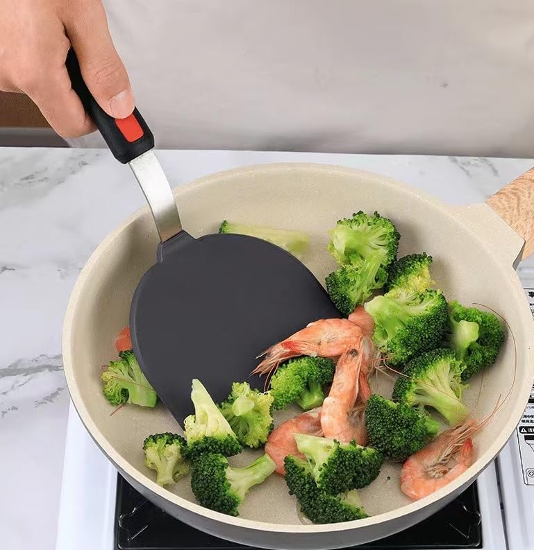 Hotec Silicone Spatula Turner for Nonstick Cookware, Cooking Spatulas 600°F Heat Resistant Large Flexible Rubber Spatula Set of 3, Kitchen Utensils for Flipping Eggs, Burgers, Pancakes, Crepes