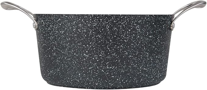 MasterPan 5QT Ultra Non-Stick Cast Aluminum Stock Pot with Glass Lid, 5 Quart, Granite Series