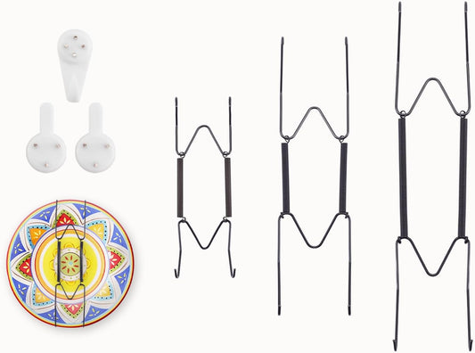 3 Pack 6/8/10 Inch Decorative Plate Medium Plate Hangers for The Wall, Invisible Stainless Steel Wall Hangers for Display with Hooks, for Platter/Dish/Picture(Black)