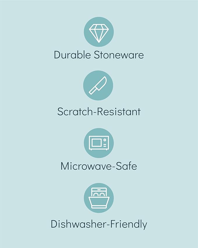 Stoneware dinnerware set 4 persons Rustic 12 pcs - Rustic design dinnerware set, dishwasher safe - Bowl and plate set - Pure Living dinnerware in smoky blue…