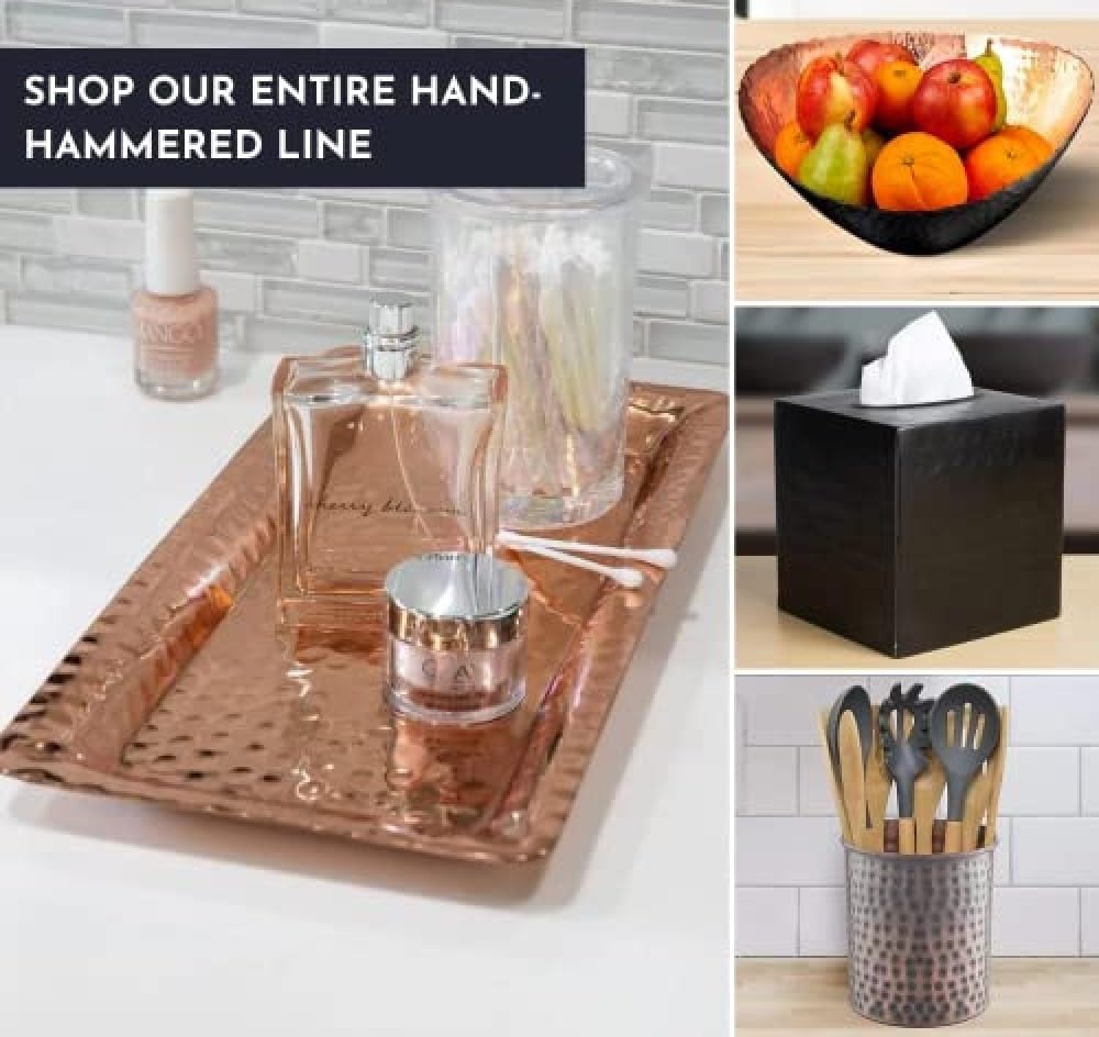 Monarch Abode Hand Hammered Aluminum Serving Tray, 16-Inch Copper Plated– Rectangle Serving Platter, Large Serving Tray for Party, Fruit Platter, Dessert Trays, Serving Dishes