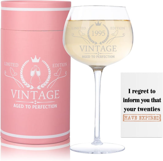 30th Birthday Gifts for Her Women, Best Gifts for 30 Year Old Woman, Vintage 1995 Engraved 30th Wine Glass, Unique 30 Year Old Birthday Decorations for Women, Turning 30 Presents