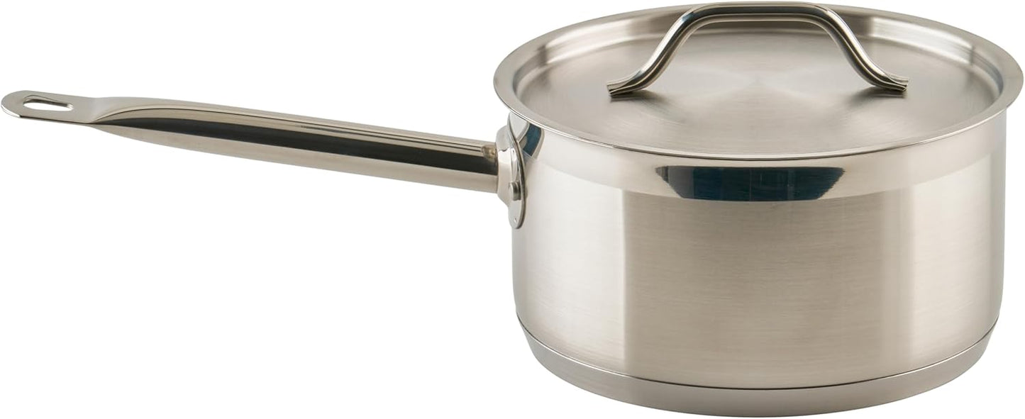Winco Heavy-Duty Stainless Steel Sauce Pan with Cover, 3.5 Quart