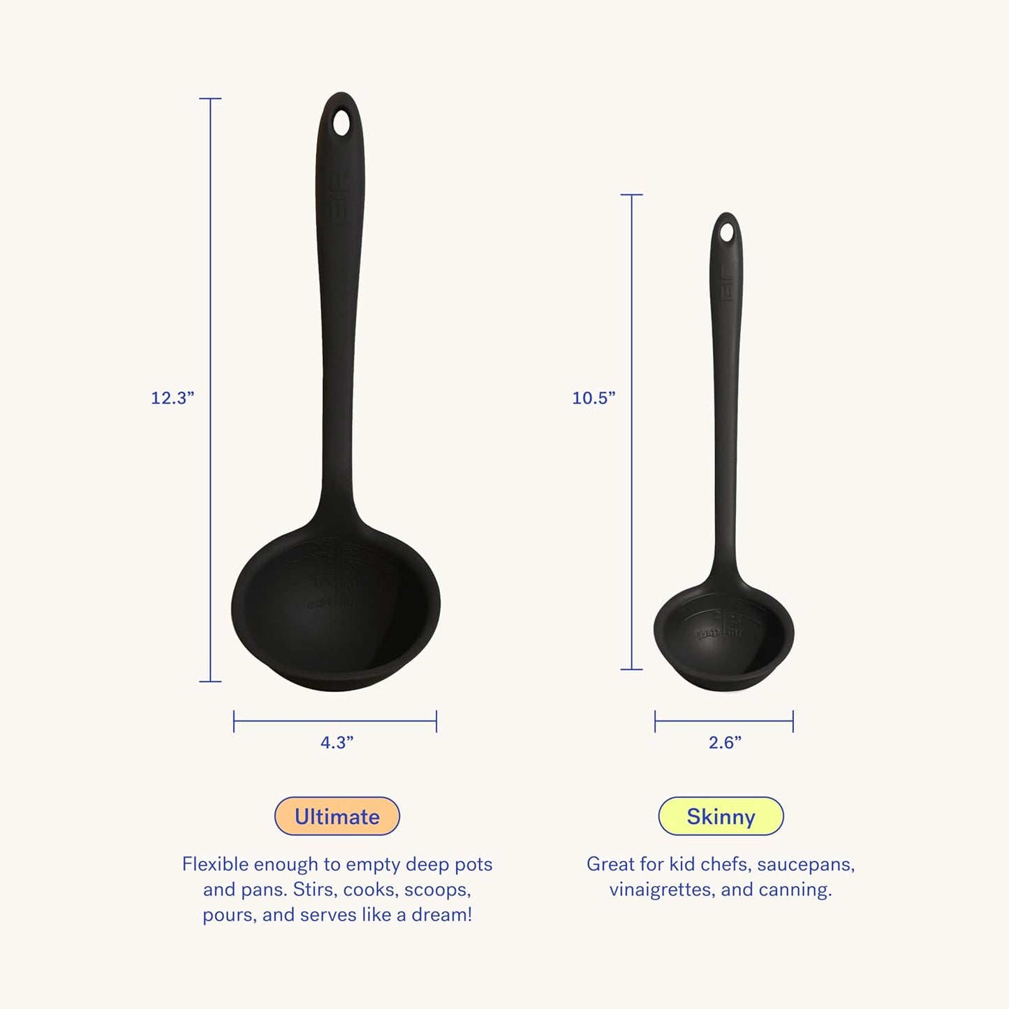 GIR: Get It Right Premium Silicone Ladle Serving Spoon - Non-stick Heat Resistant Seamless Kitchen Ladle for Soups, Stews, Dressings, and More - Ultimate, Navy, 3/4 Cup, (GIRLAU381NVY)