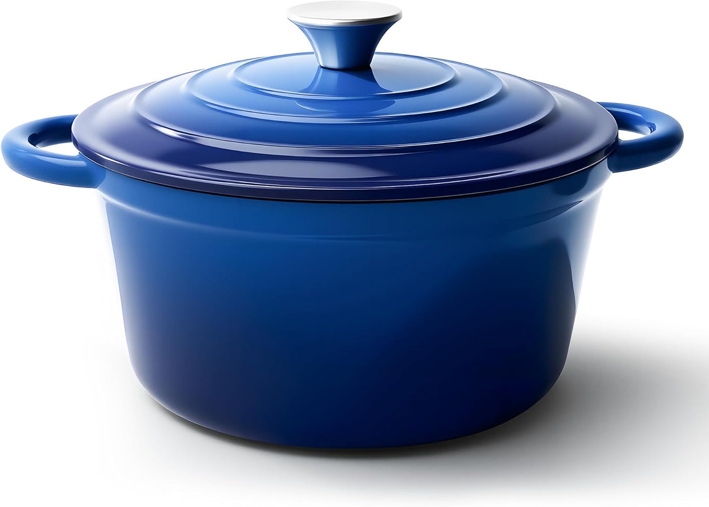 6 Quart Dutch Oven Pot with Lid, Non Stick Enameled Cast Iron Dutch Oven for Bread Baking, Heavy-Duty, Oven Safe Ceramic Cookware Up to 500°F for Baking, Braising, Stews, Roasting, Blue
