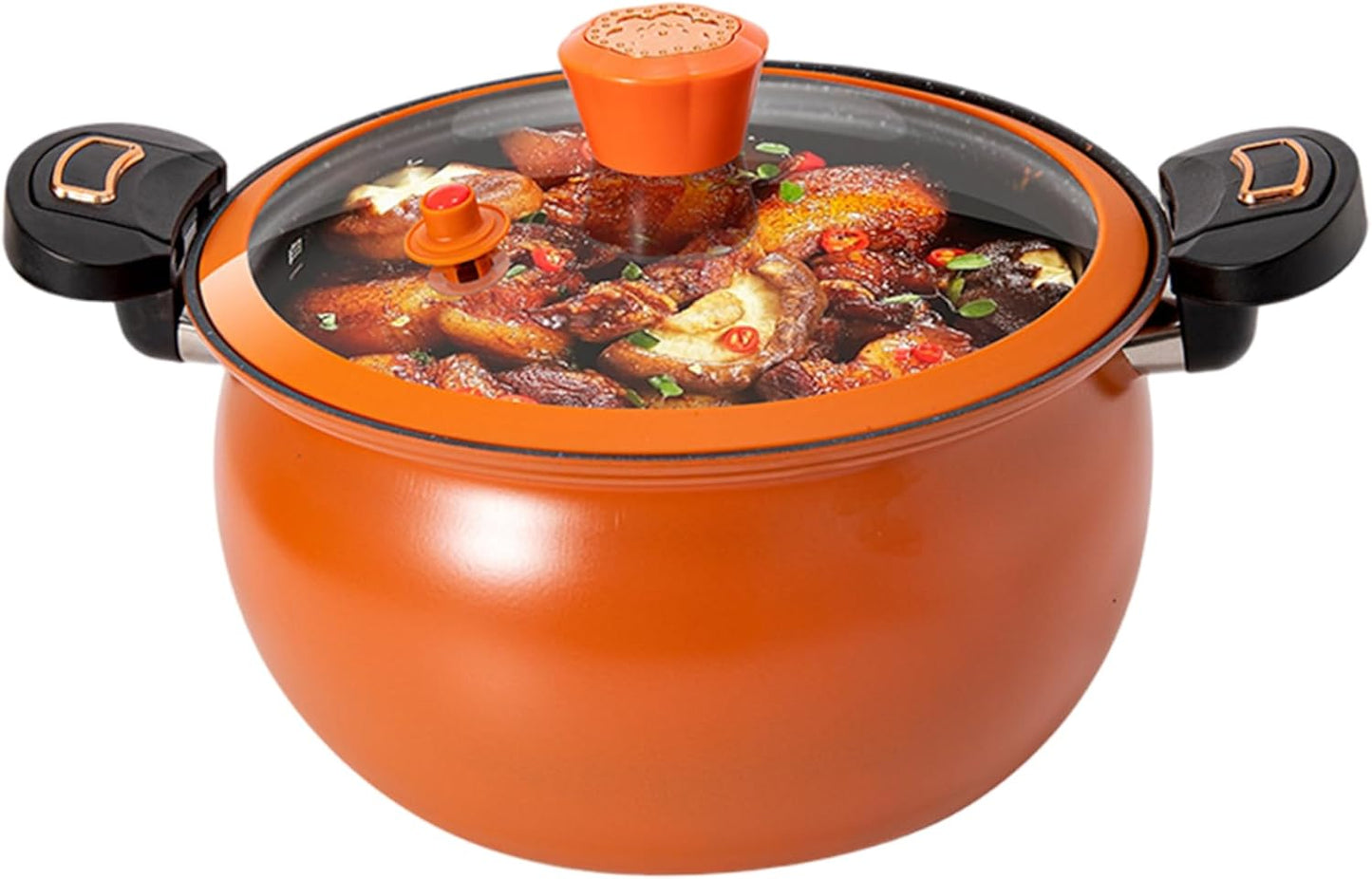 Mini Pressure Cooker, 8L Fast Heating Pressure Pot with Lock Handles, Non-Stick Stockpot with See-Through Lid for Gas, Induc