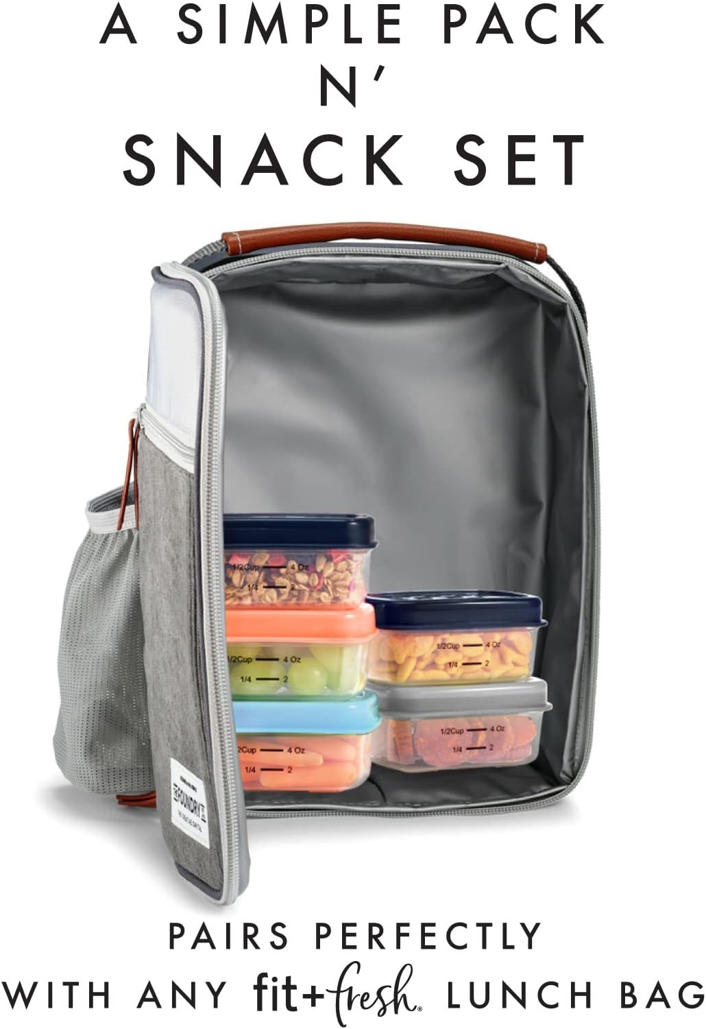 Fit & Fresh Small Plastic Containers With Lids 4 oz, Snack Containers for Adults and Kids, Reusable Leakproof Dressing and Condiment Containers, Multicolor, 5PK, Light