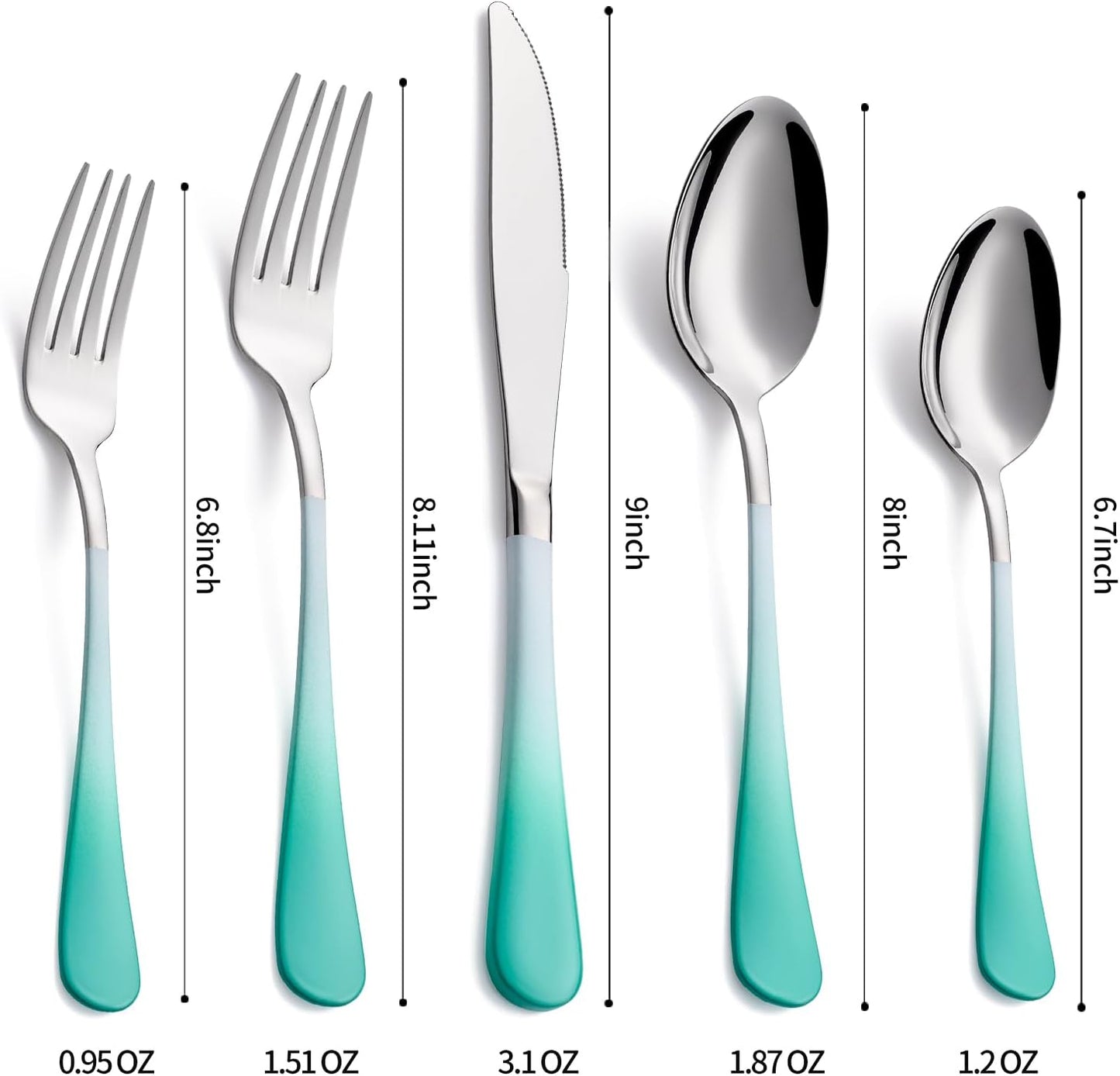 20-Pieces Color Silverware Sets for 4,Green and White Handle Stainless Steel Cutlery Set, Include Forks Spoons and Knives Set, Dishwasher Safe Utensil Sets for Home Restaurant