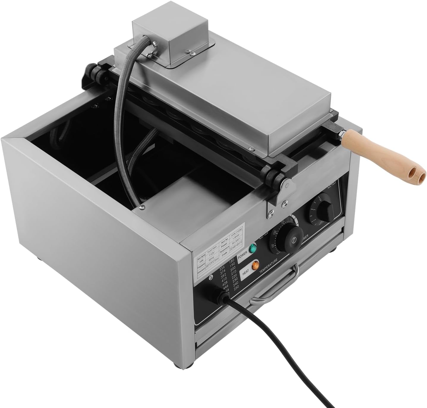 1800W Electric Waffle Maker Machine, Double-side Electric Cake Waffle Maker 122-572℉ Non-Stick Waffle Stick Maker for Home & Commercial Use (4xCleaning Cloths+1xFood Clip+2x Brushes+1xWhisk)