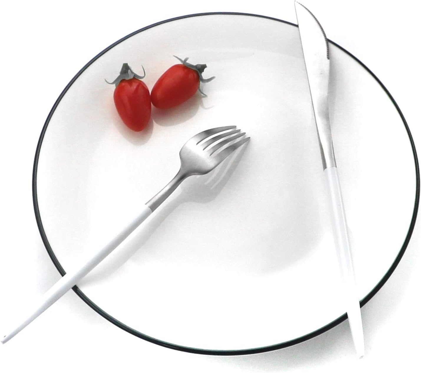 Gugrida White Silver Flatware, Royal 20-Piece Matte White Handle 18/10 Stainless Steel Tableware Sets for 4 Including Forks Spoons Knives, Camping Silverware Travel Utensils Set Cutlery (White Silver)