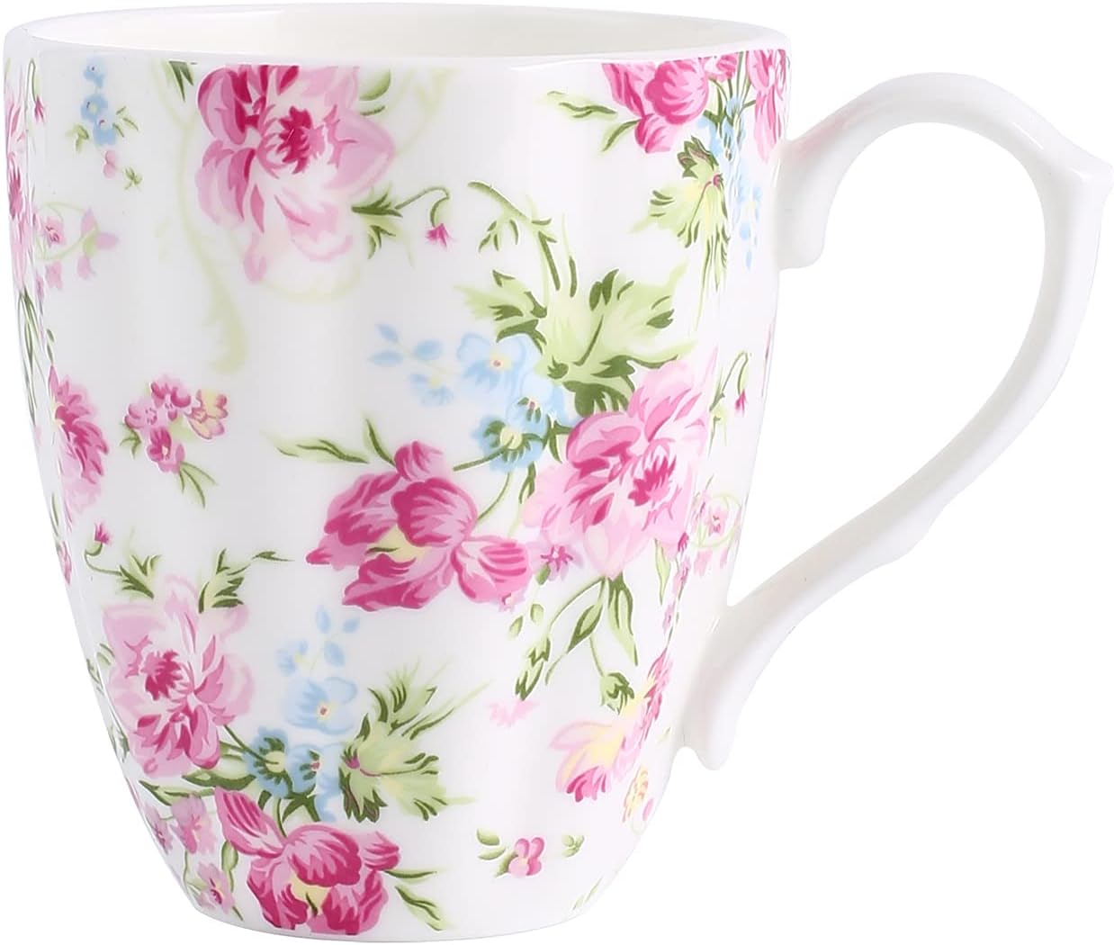 14oz Cute Coffee Mugs for Women Cute Mugs Bone China Floral Coffee Mug Teacups for Mom Women Birthday Gifts Christmas Gifts