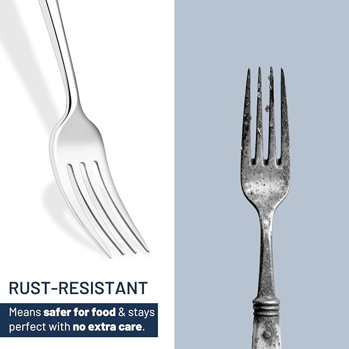 KIKCOIN 30 Pack Silverware Set for 6, Balanced Weight Stainless Steel Flatware Set, Mirror Polished Spoons And Forks Knife Set, Heavy Duty Cutlery Utensils Set for Home Kitchen Restaurant Wedding