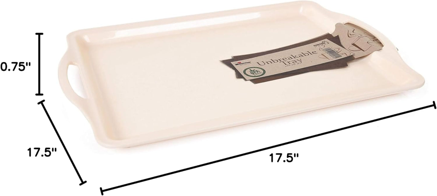 Mintra Home Durable Serving Tray - (1pk, CREAM) Unbreakable, Breakfast, Cafeteria, Fast Food, Handles