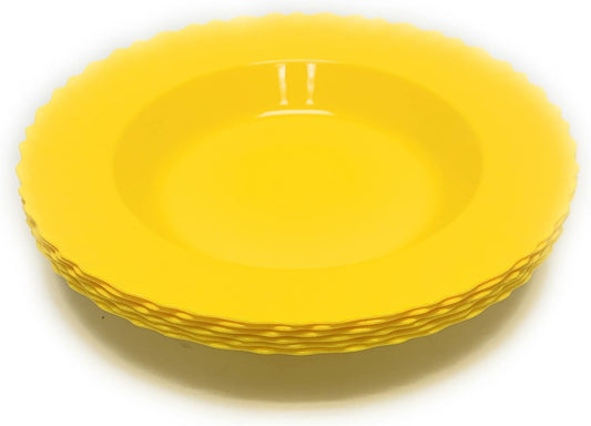 Mintra Home Curly Collection (9in Deep Plate - 6pk, Yellow)
