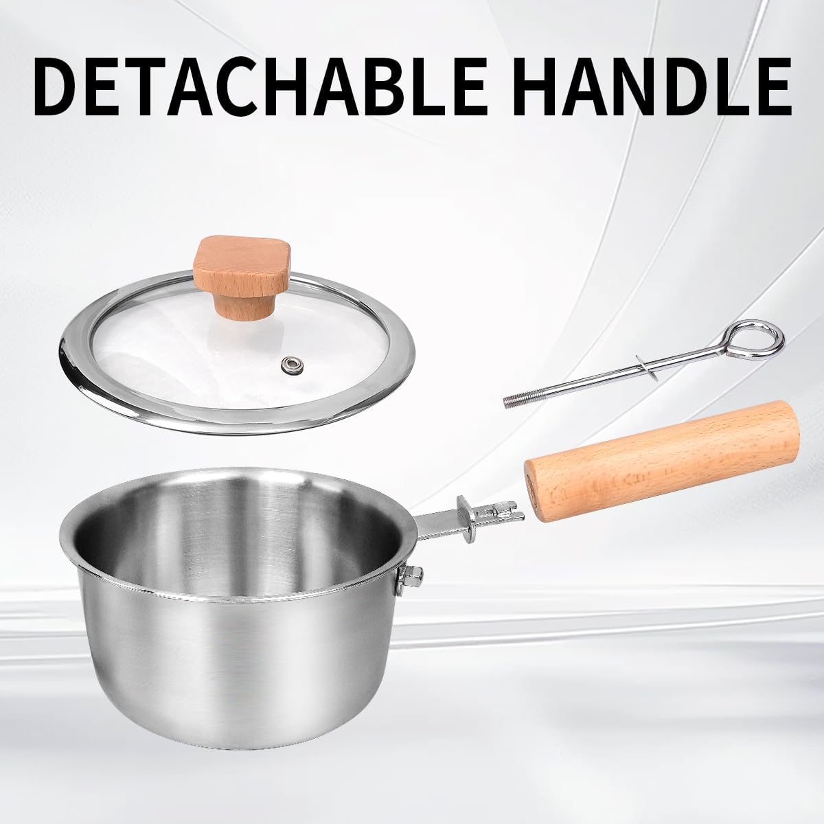 Sauce Pan with Lid, Amafox 1.5QT Stainless Steel Saucepan, Uncoated Non-toxic Sauce Pot with Detachable Handle, Small Pot with Induction Base for Most Cooktops, Dishwasher Safe