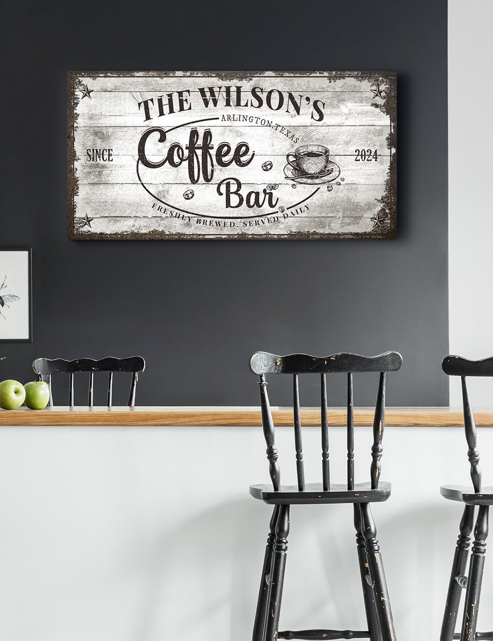 IPIC - Custom Coffee Bar Sign, Personalized Canvas Wall Art with Family Name, Vintage Coffee Station Decor, Canvas Prints Gift for Family Friend