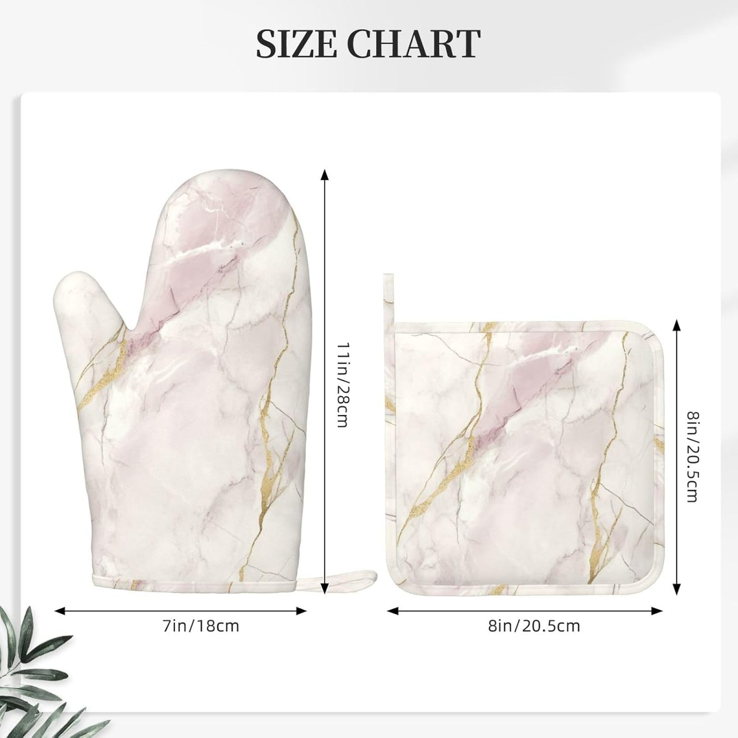 Oven Mitts and Pot Holders Light Pink White Marble Silicone Kitchen Accessories Set of 2 Heat Resistant Long Gloves Potholder Non-Slip Grip for Chef Cooking Baking Grilling BBQ