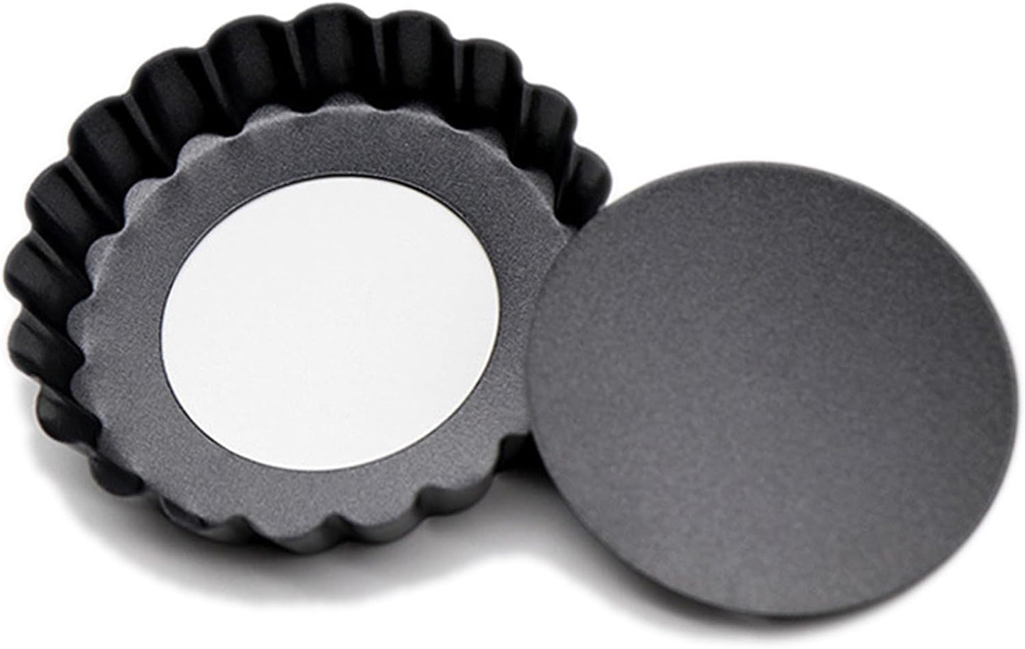 Mantouxixi 12 Packs Egg Tart Mold, Stackable Tart Molds with Removable Bottom, Non-Stick Pan Carbon Steel Pie Cakes Molds, Muffin Cupcake Pudding Baking Cup Maker