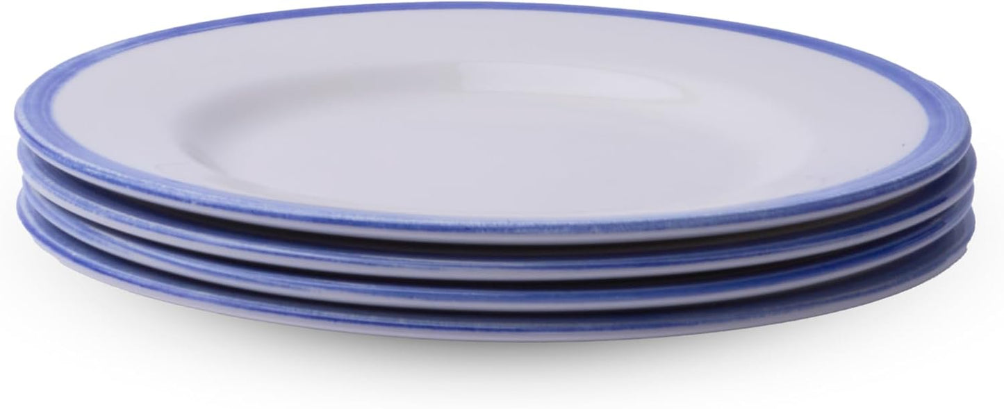 Portmeirion Potter's Brushstroke Dinner Plate (Set of 4) - 8" Earthenware Plates with Classic Brushstroke Rim - Microwave, Dishwasher, Freezer, Oven Safe - Ideal Modern Dinnerware Set (Blue)