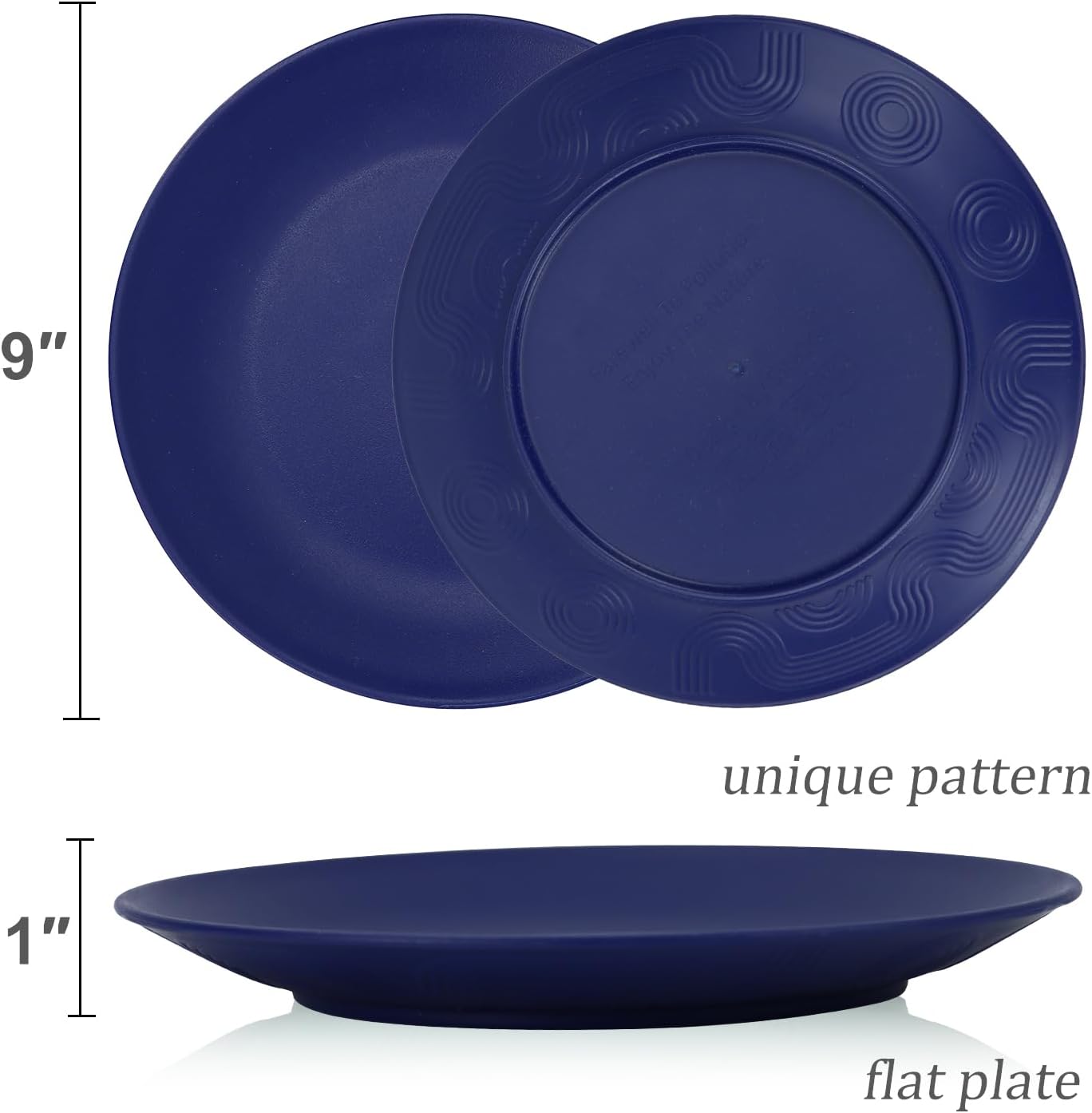 Wrova Wheat Straw Dinner Plates 9 Inch Unbreakable Set of 8 - Dishwasher & Microwave Safe Plastic Plates Reusable - Lightweight Plates for Kitchen,Camping,Apartment,Dorm,RV,Party - Ocean Series