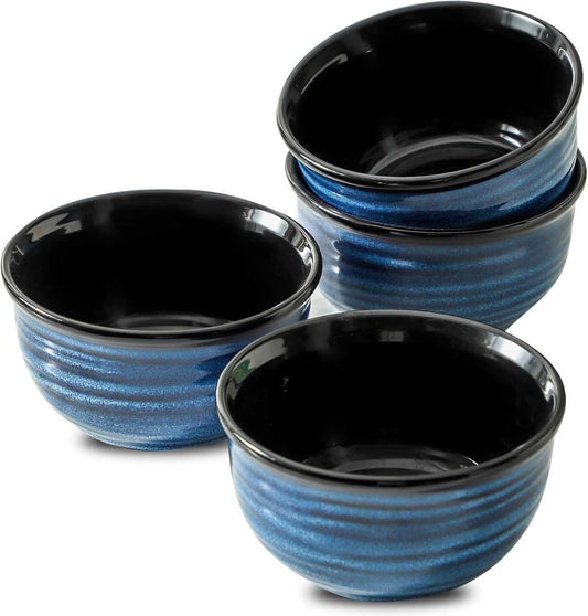 Hasense Ceramic Cereal Bowl Set of 4 – 20oz Ceramic Soup for Cereal, Oatmeal, Soup, Salad & Pasta, Durable Porcelain, Microwave & Dishwasher Safe, Modern Kitchen Dinnerware,Navy