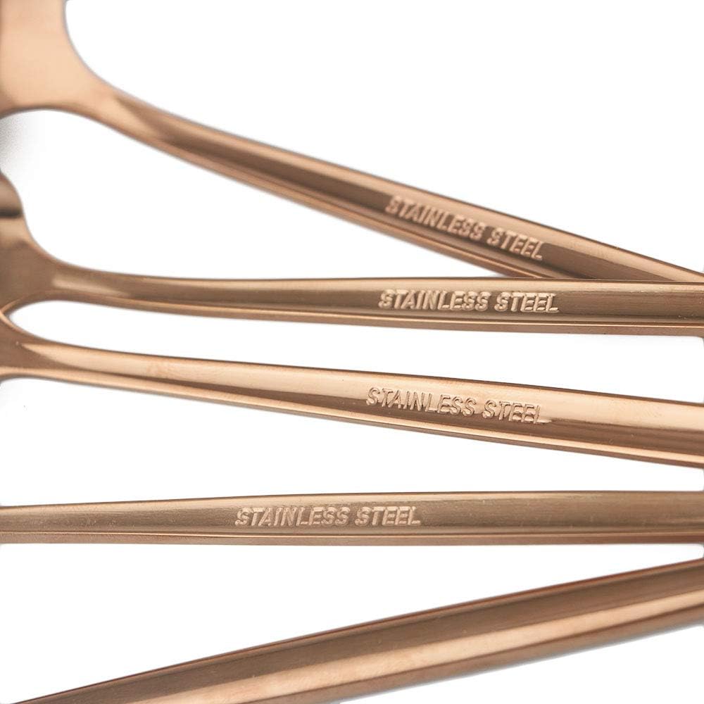 24-Piece Flatware Set, 18/0 Stainless Steel Knife Fork Spoon Teaspoon Silverware Set, Service for 6, MIrror Rose