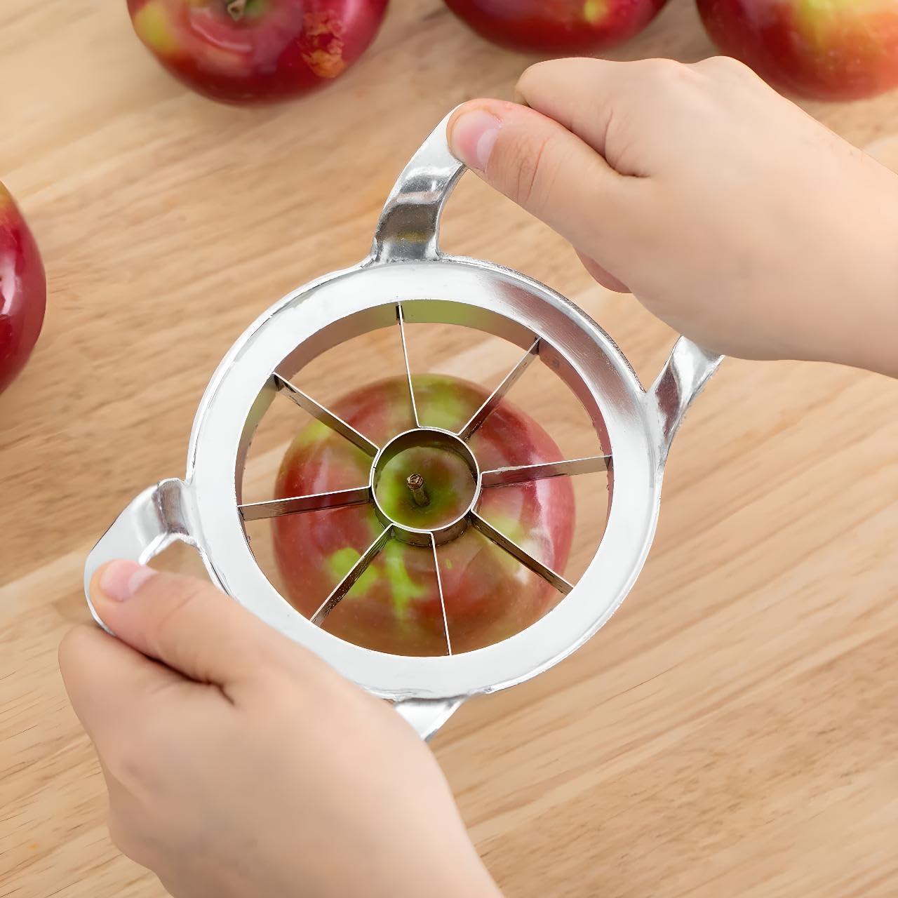 OCS Parts Pro Series 8 Slice Apple Corer Slicer with Handles | Slicer, Corer, Divider Cutter Easily Cuts Even Apple and Fruit Slices for Home or Commercial Kitchens
