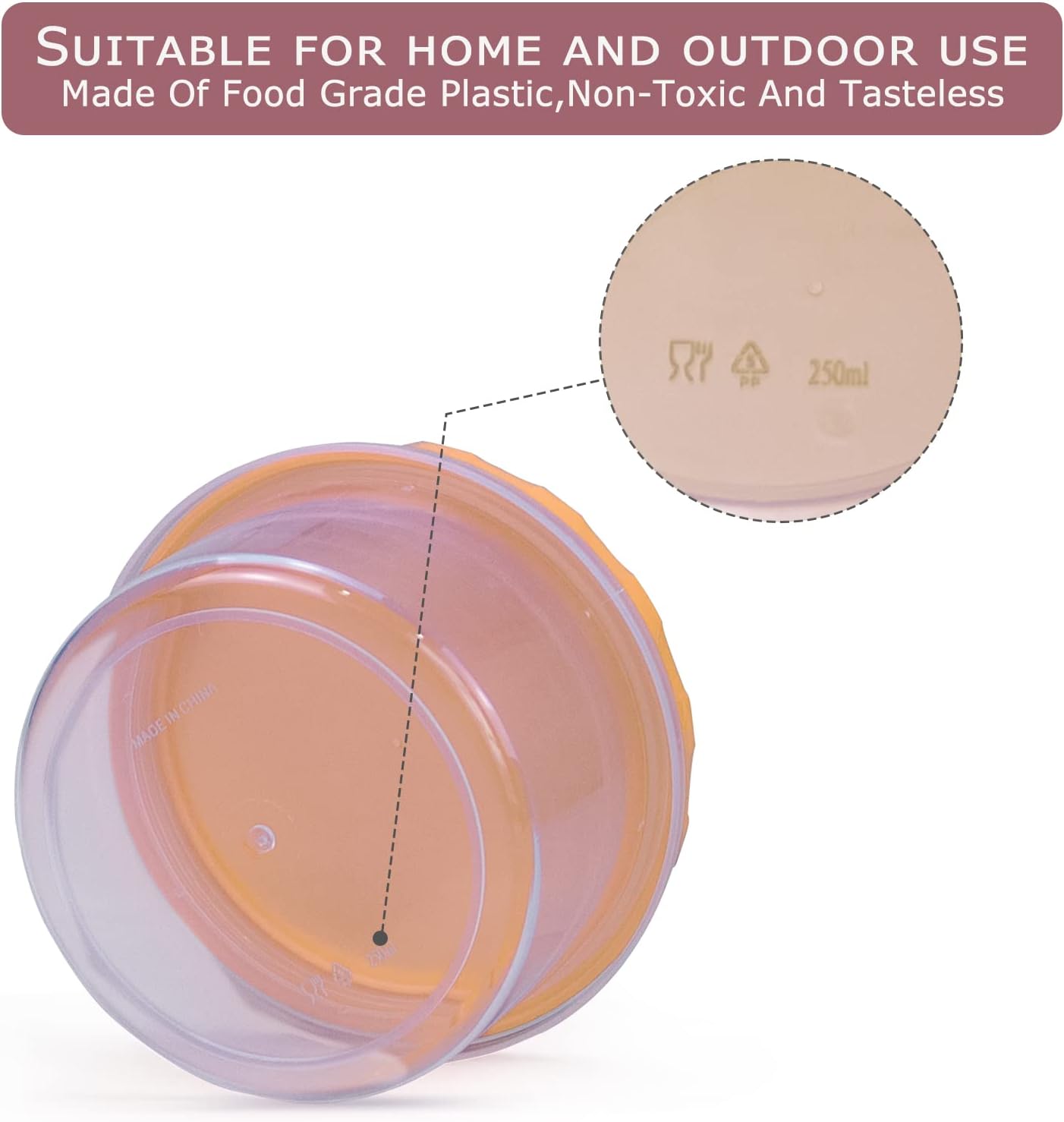 8 Ounce reuseable small plastic freezer storage container jars with screw lid for food snacks lunch(16Pcs, Yellow)