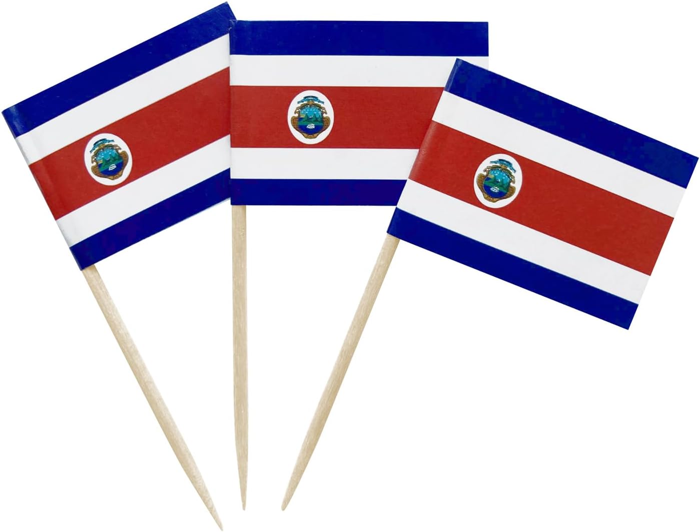 100PCS Costa Rica Flag Costa Rican Small Toothpick Flag Decor Mini Cupcake Toppers Cocktail Picks