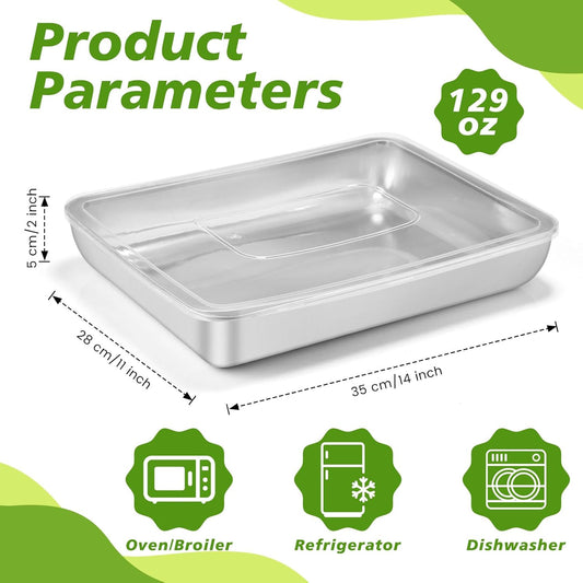 12 Pcs 129 oz Stainless Steel Food Storage Container with Lid Reusable Meal Prep Container Stackable Metal Storage Box Kitchen Tray for Meat Marinating Oven Freezer Leftovers Dishwasher Safe