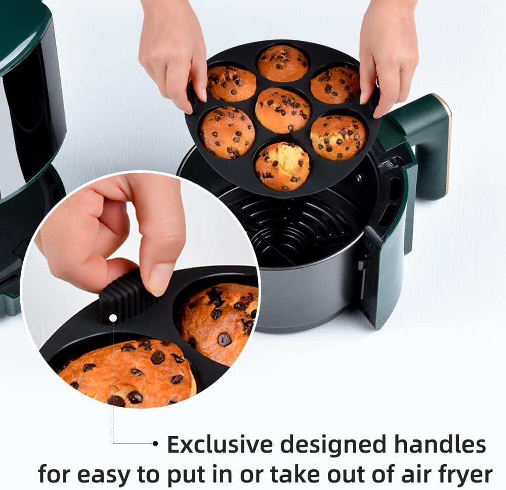 Silicone Muffin Pan for Air Fryer,Oven,Instant Pot 8.4inch Reusable BPA Free Silicone Baking Molds 2-Pack