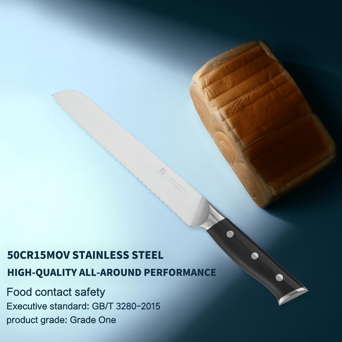 8 Inch Bread Knife Home Cooking Chef Gifts for Women Men: A Wide Wavy Edge Serrated Knife with an Upgraded Stainless Steel Razor Sharp Black Handle - for Delicious Homemade Bread, Bagels, and Cake.