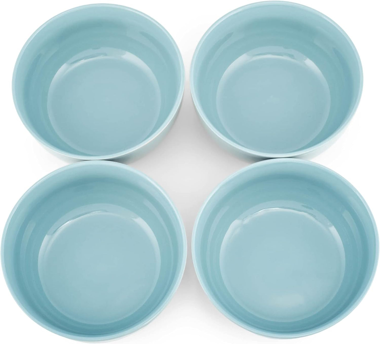 Elanze Designs Bistro Glossy Ceramic 6.5 inch Dinnerware Bowls Set of 4 - Perfect for Everyday uses from Soup, Pasta, Salad, Cereal, Ice cream, Ramen and Pho, Ice Blue
