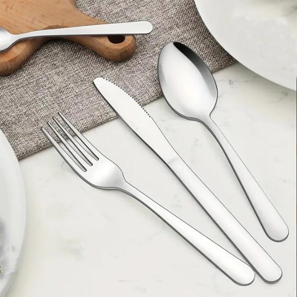24 pcs Flatware Set, Silverware Set for 6, Knife Fork Spoon, Home Dinnerware Tableware Set for 6, Cutlery Set, Include Knives/Forks/Spoons