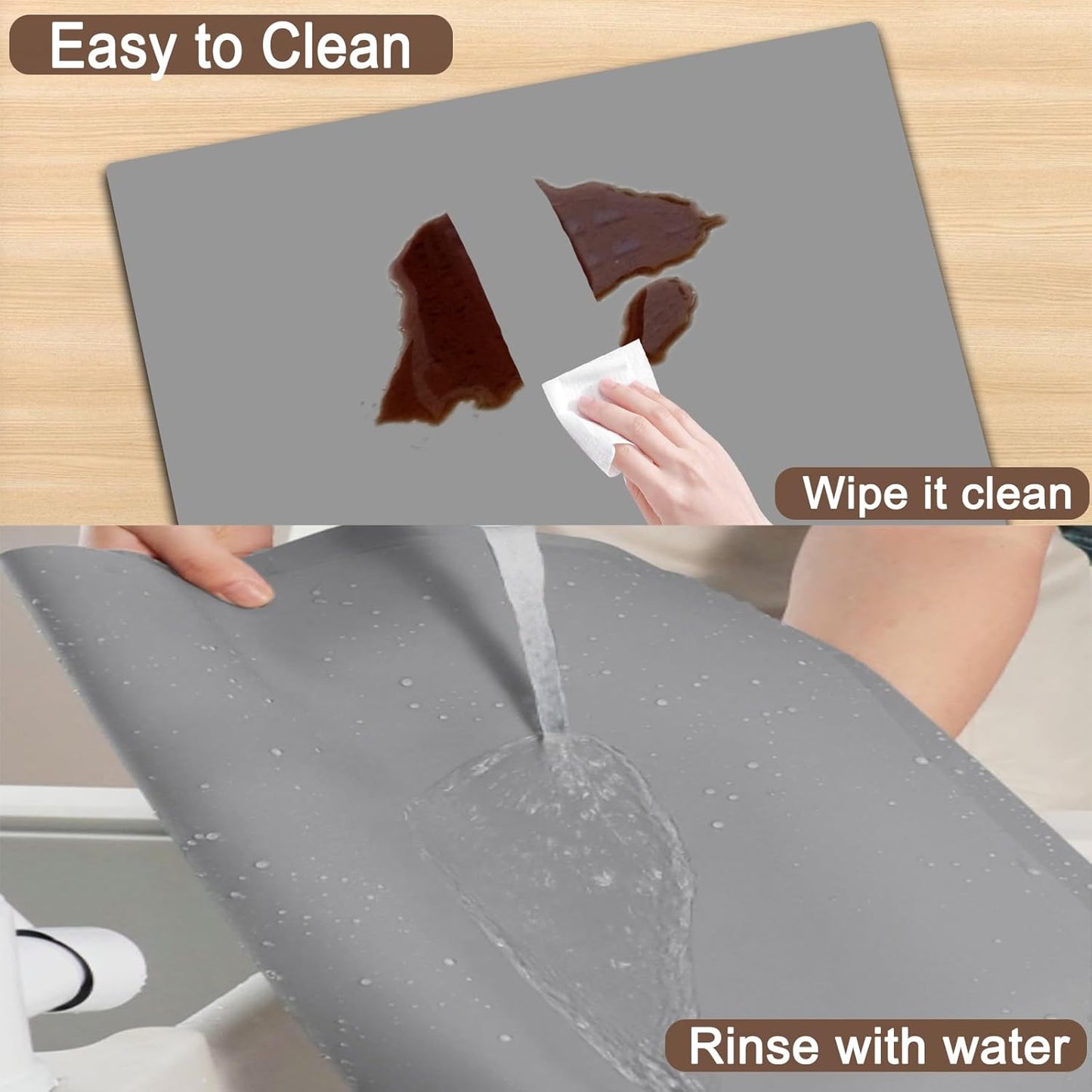 35.4''x23.6'' Extra Large Silicone Mat for Kitchen Counter, 1.4MM Thick Non-Slip Heat Resistant Countertop Protector, Waterproof Durable Kitchen Mat for Countertops, Islands (Dark Gray)