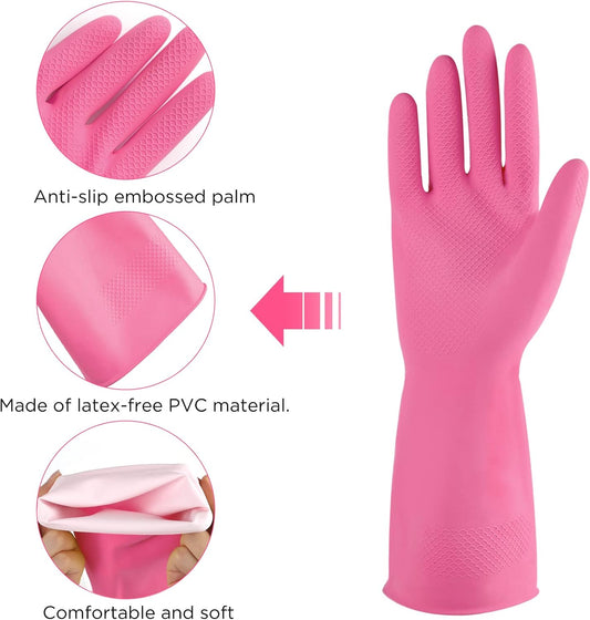 Rubber cleaning gloves 3 or 6 Pairs for Household,Reuseable dishwashing gloves for Kitchen.