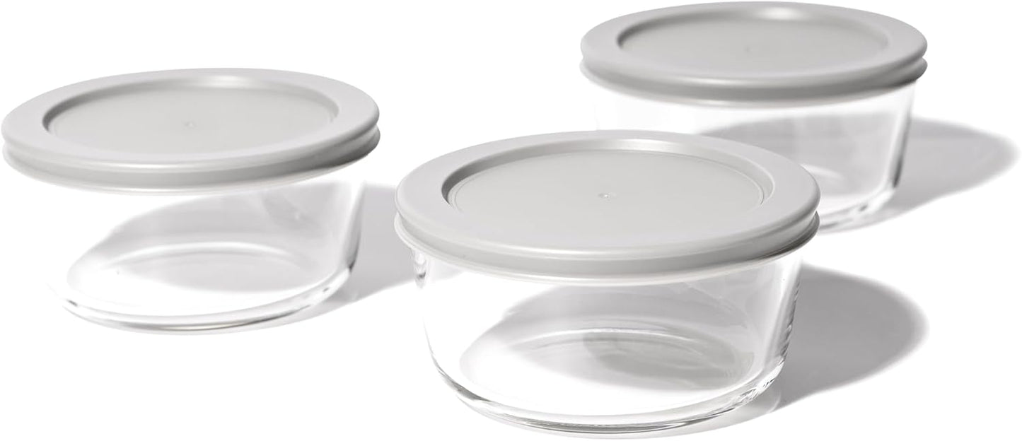 DURA LIVING 6-Piece Glass Food Storage Containers Set (3 Containers + 3 BPA-Free Lids) | 2-Cup, Leakproof | Microwave, Freezer, Oven & Dishwasher Safe | Ideal for Meal Prep & Pantry Organization