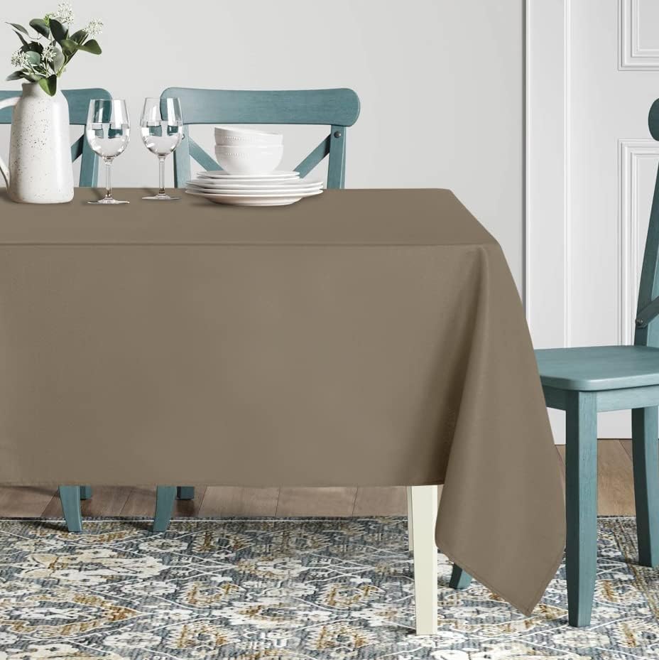 sancua Square Tablecloth - 70 x 70 Inch - Stain and Wrinkle Resistant Washable Polyester Table Cloth, Decorative Fabric Table Cover for Dining Tables, Buffet Parties and Camping, Taupe