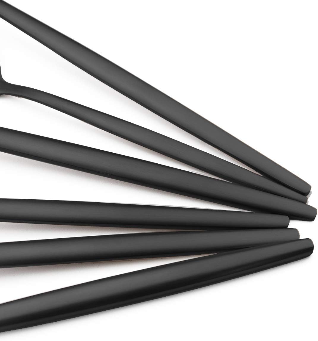 60-Piece Modern Matte Silverware Set, Uniturcky 304 Stainless Steel Flatware Cutlery Set, Elegant Kitchen Utensils Service For 12, Includes Dinner Knives/Spoons/Forks, Black Satin Finish