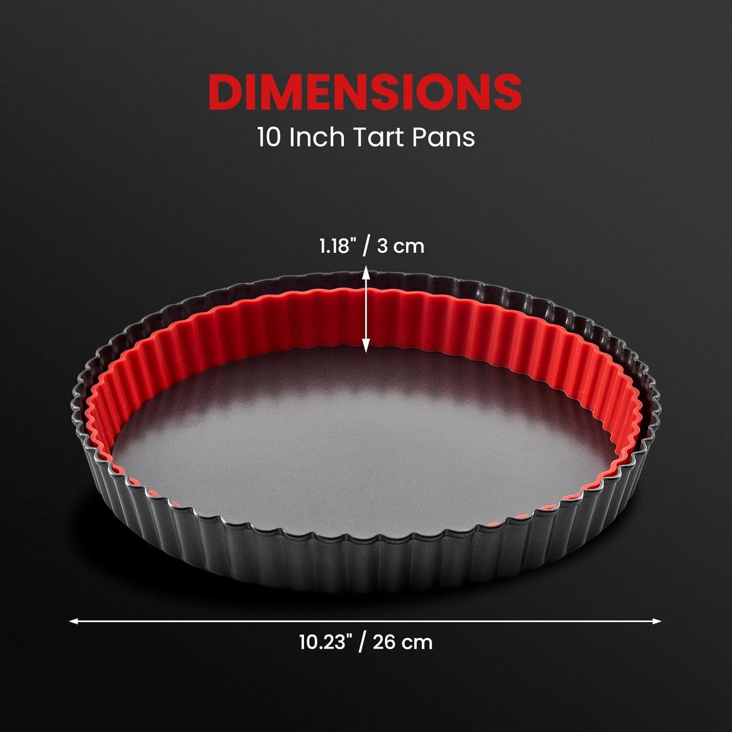 Tart Pan with Removable Bottom,10 Inch Tart and Quiche Pan,Non-stick Round Carbon Steel Deep Fluted Pie Pan with Crust Shaper Ring - Quiche Baking Dish Tart Pans For Baking Party Festival