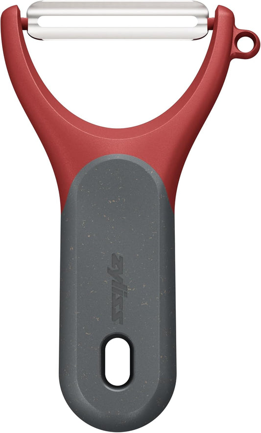 Zyliss Soft Skin Y Peeler – Ultra-Sharp Stainless Steel Blade for Tomatoes, Peaches & Soft Fruits – Ergonomic Wheatstraw Handle – Built-in Eye Cutter & Safety Cover – Dishwasher Safe