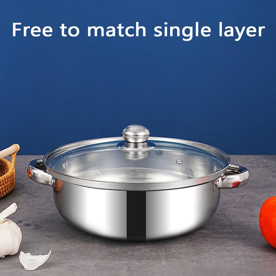 Steamer Pot for Cooking 3.0-Quart Steam Pot with Lid 2-tier Multipurpose Stainless Steel Steaming Cookware with Handle for Vegetable, Soups, Stews and Pasta