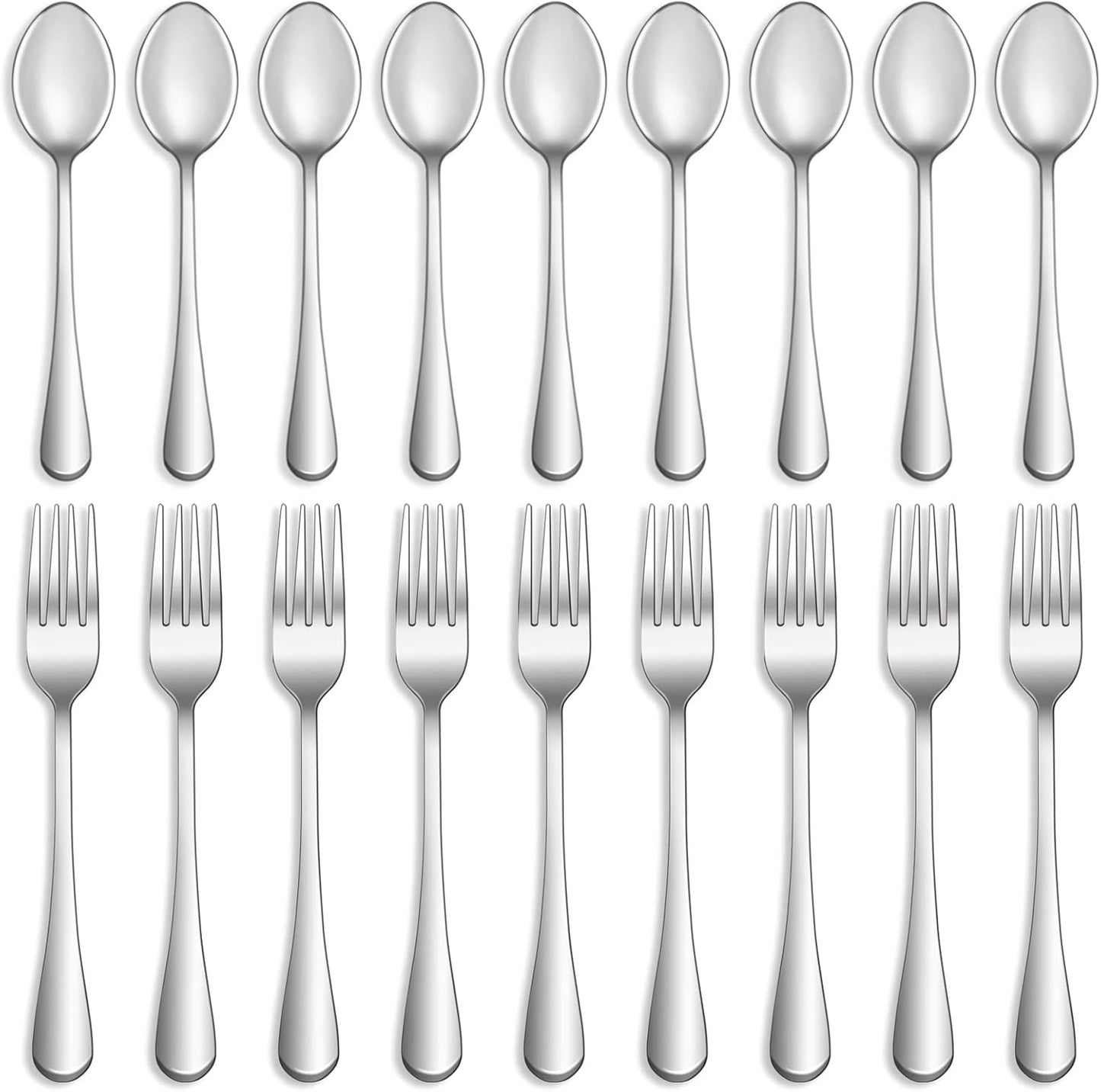 32 Pcs Forks and Spoons Silverware Set,Food Grade Stainless Steel Flatware Cutlery Set for Home,Kitchen and Restaurant,Mirror Polished,Dishwasher Safe-16 Dinner Fork(8 inch) and 16 Teaspoon(6.5 inch)