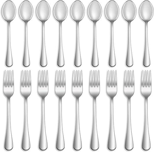 32 Pcs Forks and Spoons Silverware Set,Food Grade Stainless Steel Flatware Cutlery Set for Home,Kitchen and Restaurant,Mirror Polished,Dishwasher Safe-16 Dinner Fork(8 inch) and 16 Teaspoon(6.5 inch)
