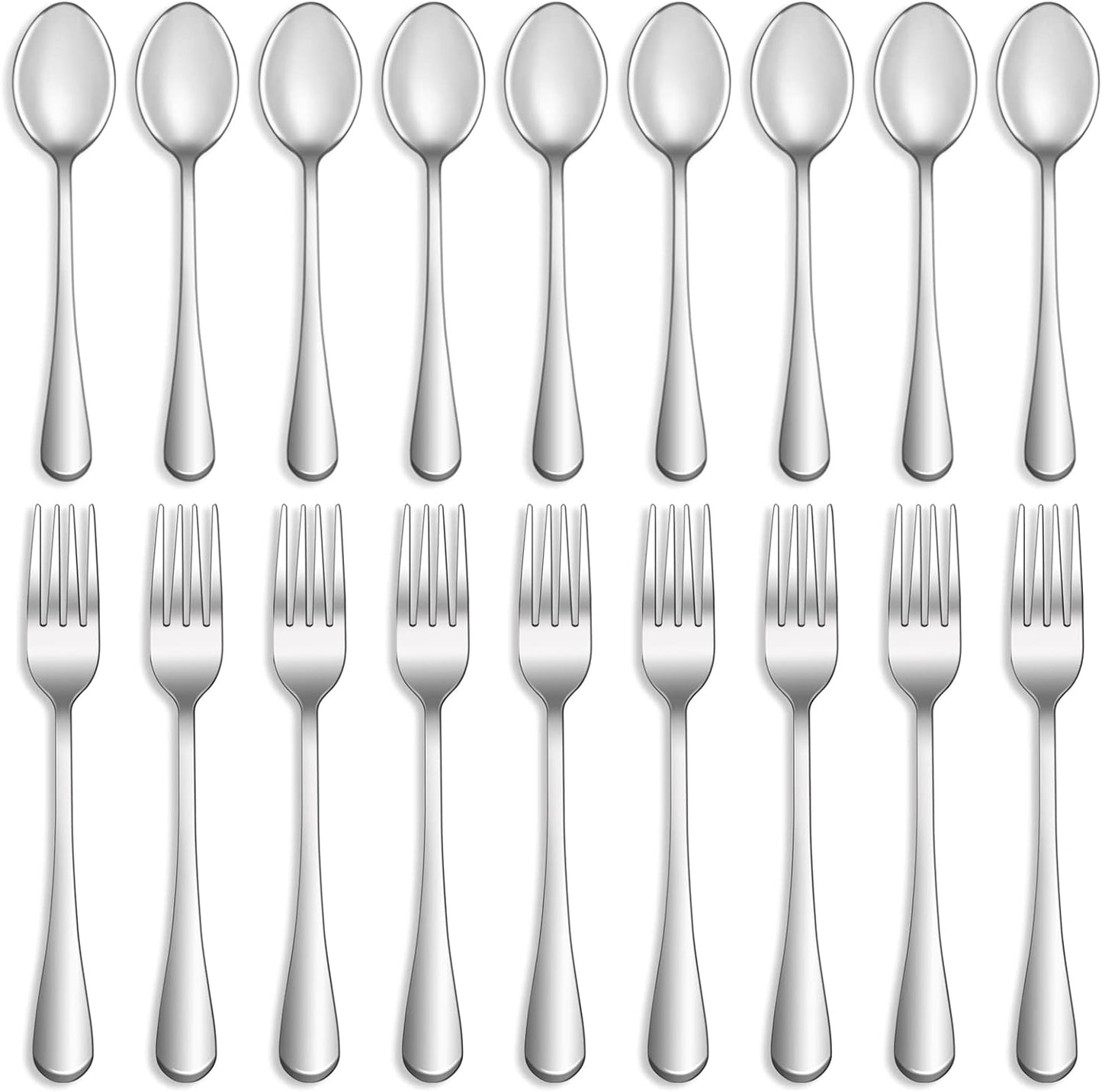 8 Pcs Forks and Spoons Silverware Set,Food Grade Stainless Steel Flatware Cutlery Set for Home,Kitchen and Restaurant,Mirror Polished,Dishwasher Safe - 4 Dinner Fork(8 inch) and 4 Teaspoon(6.5 inch)