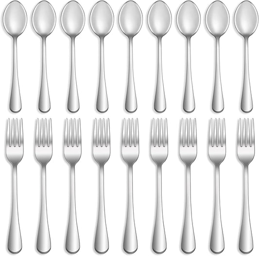 8 Pcs Forks and Spoons Silverware Set,Food Grade Stainless Steel Flatware Cutlery Set for Home,Kitchen and Restaurant,Mirror Polished,Dishwasher Safe - 4 Dinner Fork(8 inch) and 4 Teaspoon(6.5 inch)